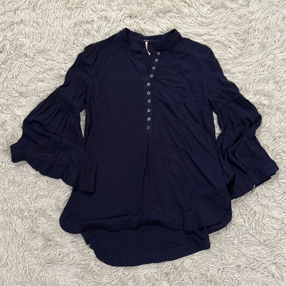 Free People Easy Girl Bell Sleeve Blouse